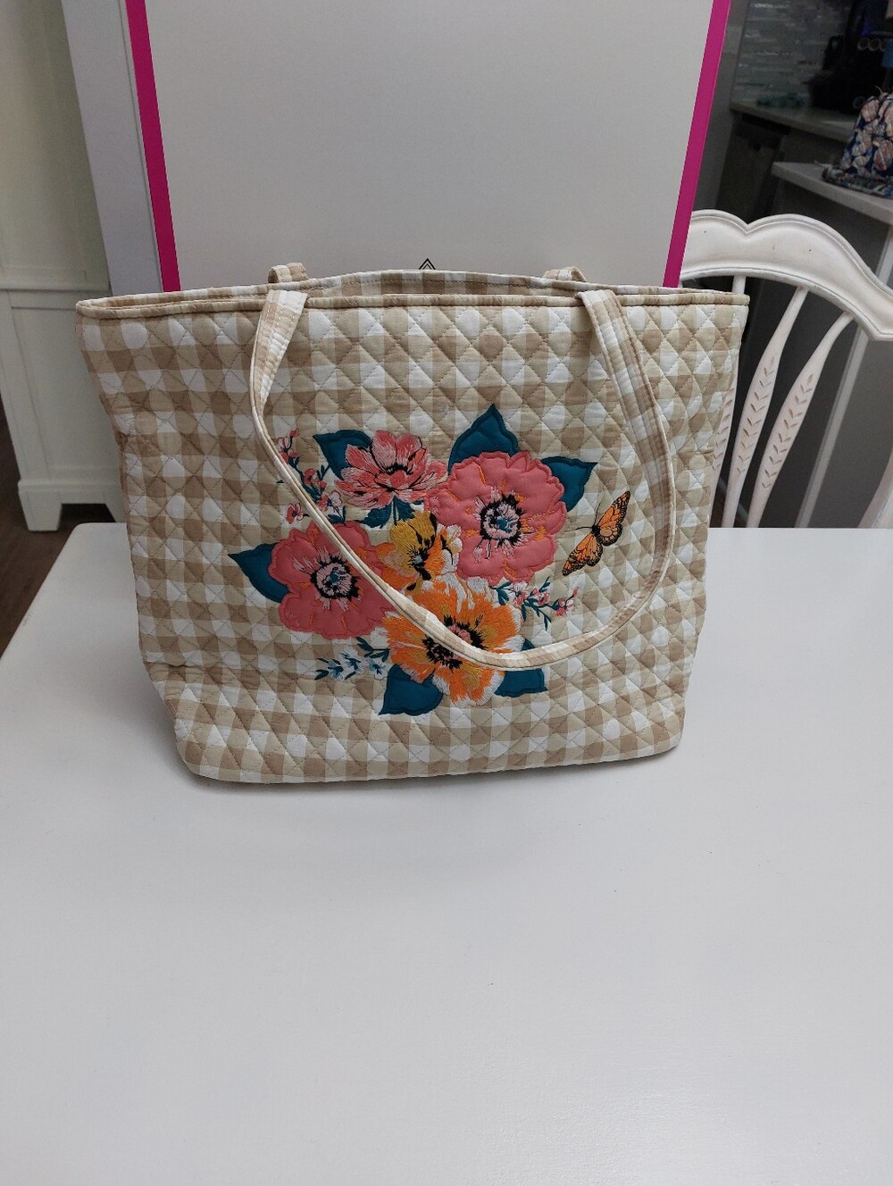 Large Vera Tote Peach Blossom Picnic NWOT